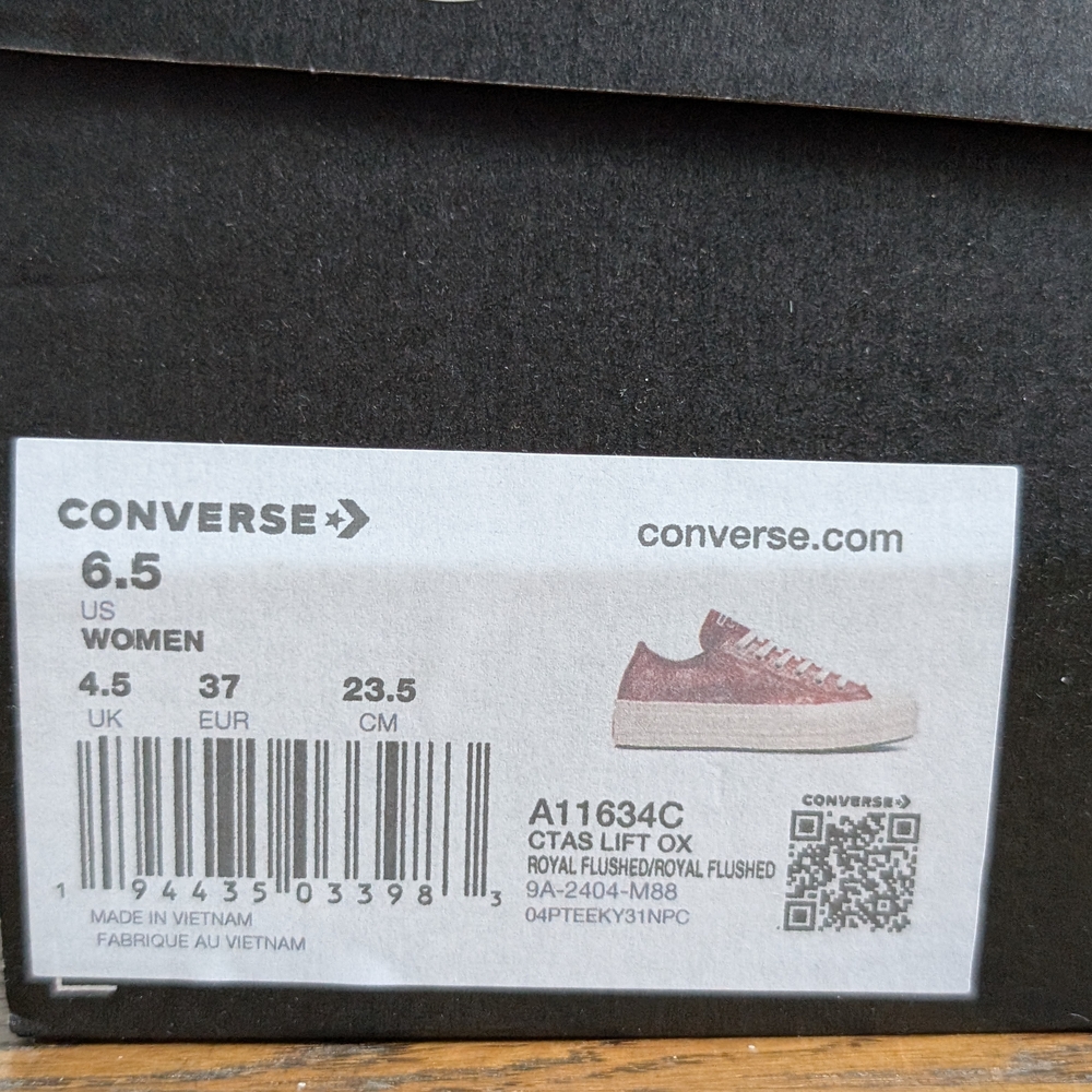 NWT Converse Chuck Taylor All Star Lift Ox Platform Rose Gold Metallic 6.5W - Picture 11 of 11